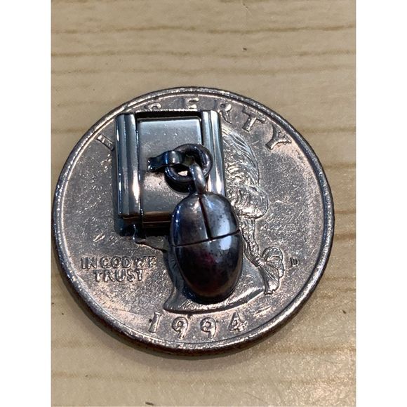 .925 Computer Mouse dangling from Italian Charm - Picture 3 of 3